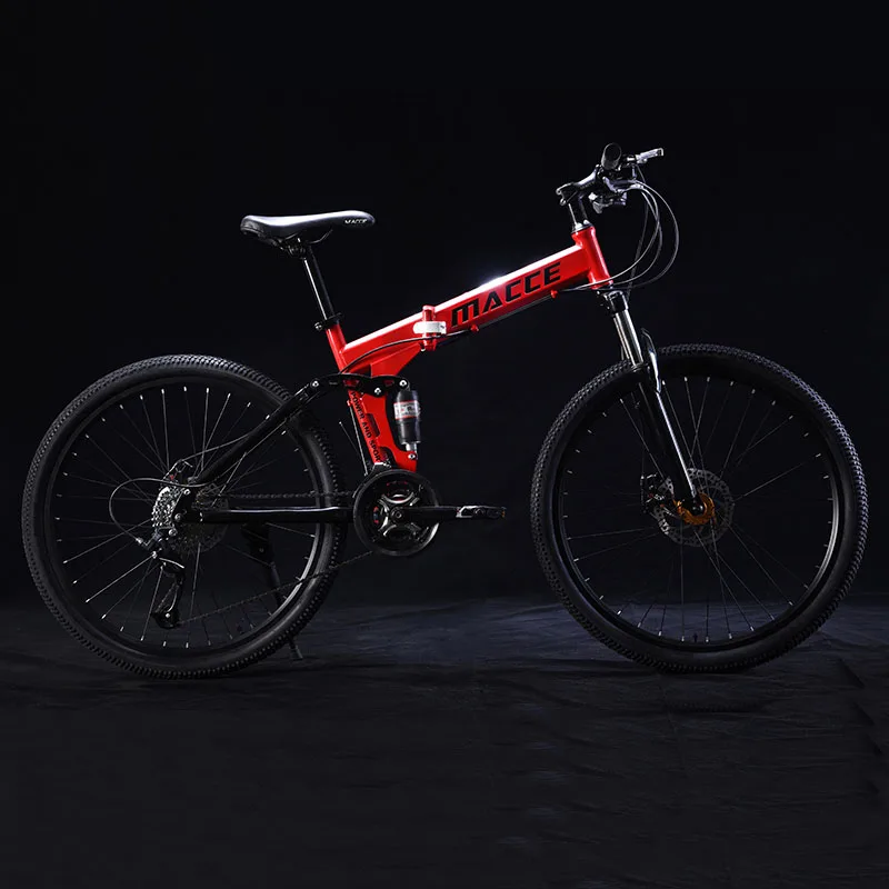 Best 24 Inch Folding Mountain Bicycle 21 Speed Double Shock Absorption Off-Road Variable Speed Adult Student One-Wheeled Bike 0