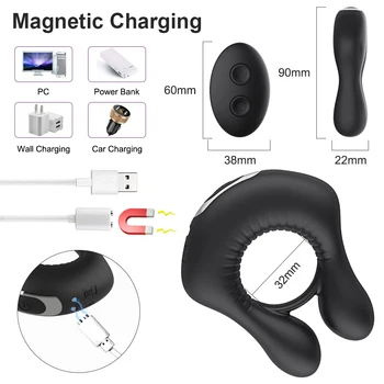 Wireless Remote Men's Cock Penis Rings Vibrator Sex Toys for Men Delay Ejaculation Vibrating Couple Cockring Male Masturbator 4