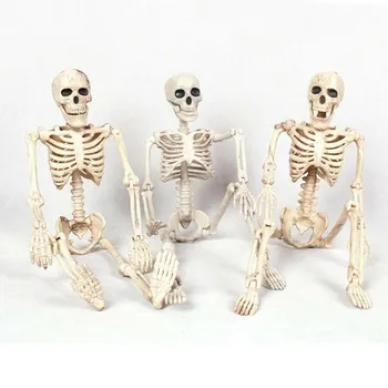 

40cm White Jointed Skeleton Halloween Scary Skull Props Decoration Accessories Movable Human Figure Full Body Model Plastic Toy