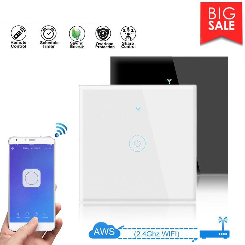 Interruptor de luz inteligente inalámbrico WiFi Control de voz táctil Interruptor de luz inteligente inalámbrico WiFi Control de voz táctil