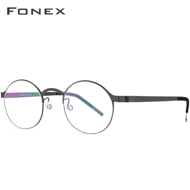 FONEX, винтажные круглые оправы для очков, мужские очки без винтов, оптические очки по рецепту, корейские очки для женщин 98626 - Цвет оправы: Серый