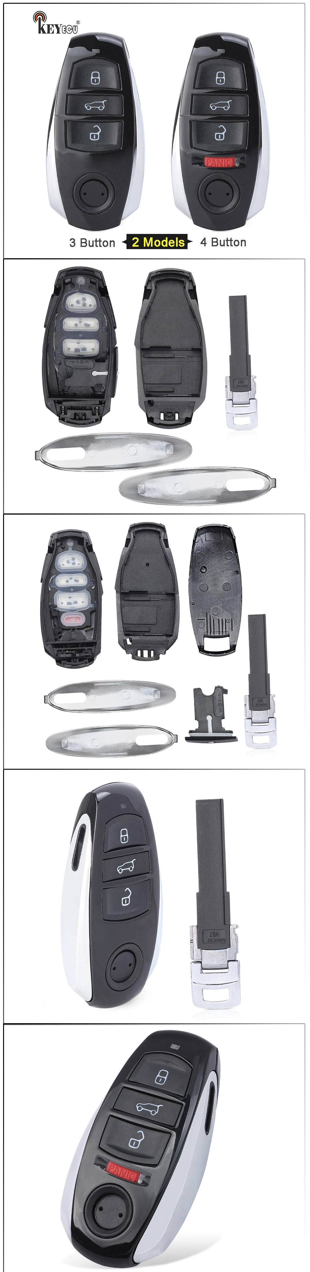 Keyforkess per Volkswagen Vw Touareg 2010-2019 IYZVWTOUA sostituzione 3 3 1 4 pulsanti Smart Remote Car Key Shell Case Fob - H8a3dffe187e1420d96cd2489dc304d8cF
