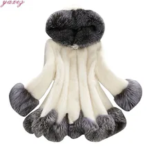 Роскошная женская зимняя теплая куртка из искусственного меха размера плюс 10XL, Женская куртка из лисьего кроличьего меха с капюшоном, пальто с имитацией юбки, стильная теплая меховая куртка