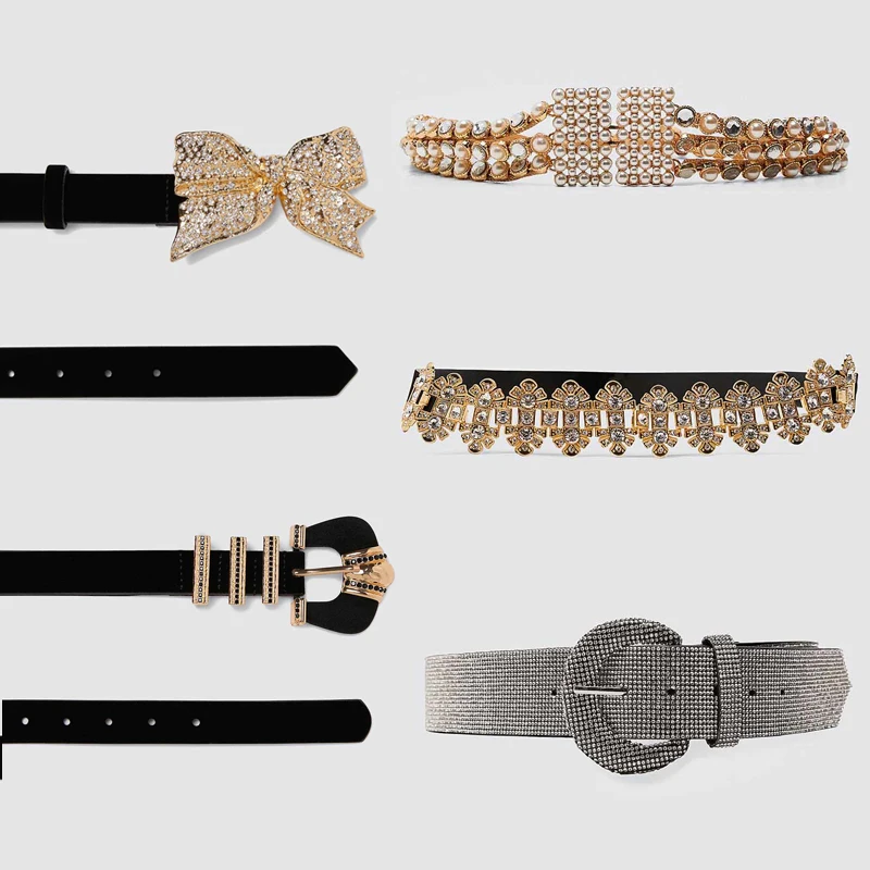 ZA New Women Fashion Imitation Pearls Vintage for Women Wedding Metal Leather Belts Bohemian Girls Gift Statement Belt