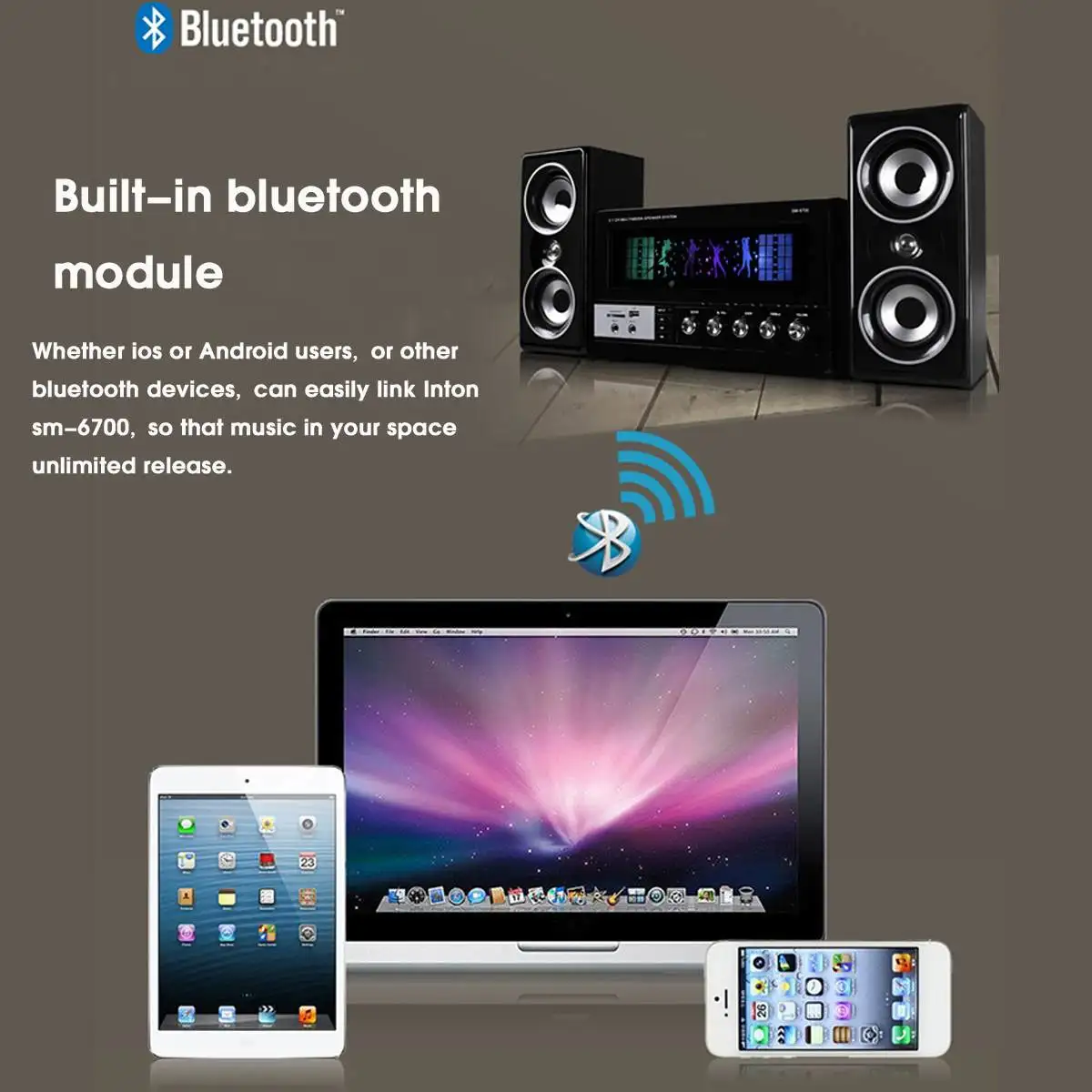 Мультимедийный bluetooth сабвуфер бас-колонки bluetooth караоке Громкая связь smusic центральная система музыкальный плеер Поддержка fm-радио TF Mp3