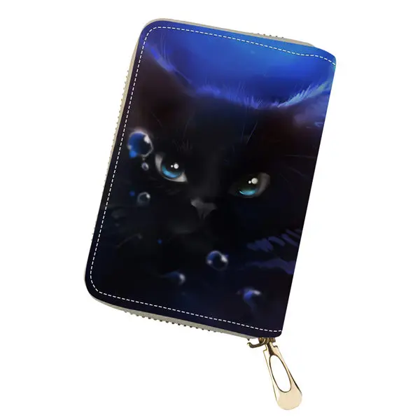 CDWX4183Z5 HaoYun PU Leather Business Card Holder Fantasy Cats Pattern Girls Money Purse Bag Cartoon Animal Design Girls Mini Cluth Wallets - Цвет: CDWX4183Z5