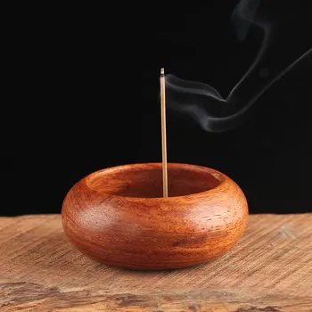 

1pc Rosewood Incense Burner For Incense Sticks Censer With Brass Holder, Wooden bowl type mini incense holder Desk Holder Decor