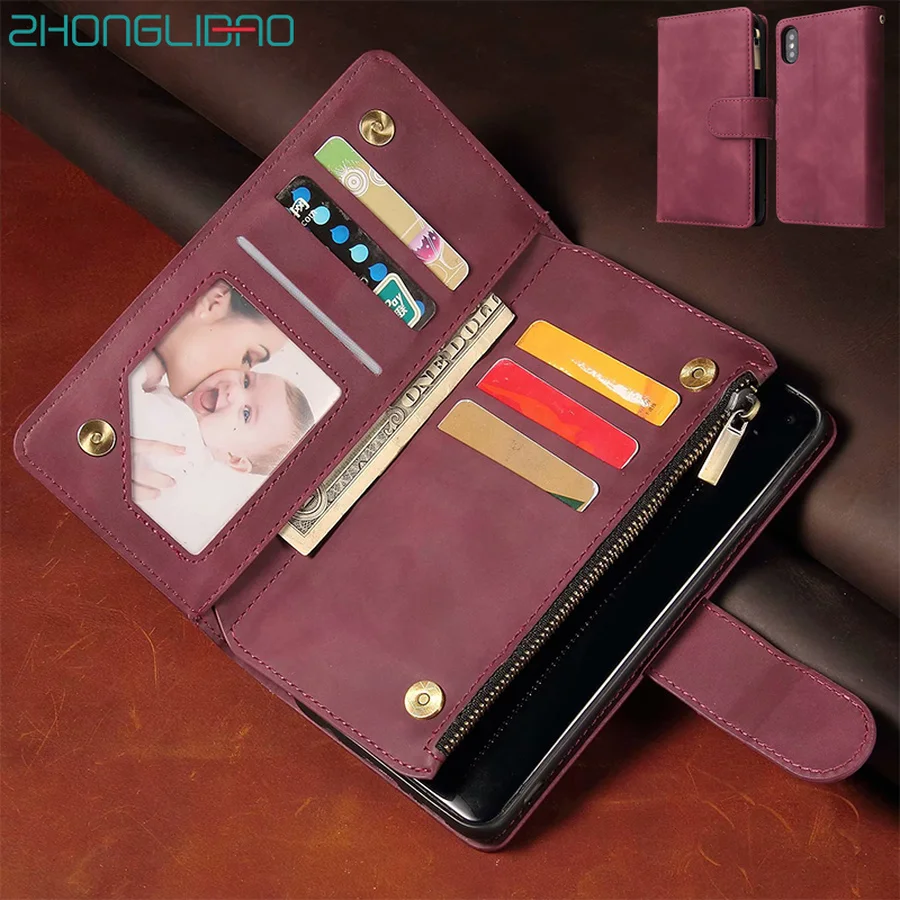 Luxury Leather Flip Case for IPhone 11 Pro Max X XS XR 6 6s 7 8 Plus Magnetic Card Wallet Phone Cover Bag | Мобильные телефоны и