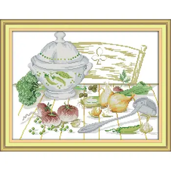 

Joy Sunday Vegetables on The Table Counted Cross Stitch 11&14CT DIY Embroidery Kits Needlework Sets for Home Decor Handmade Gift