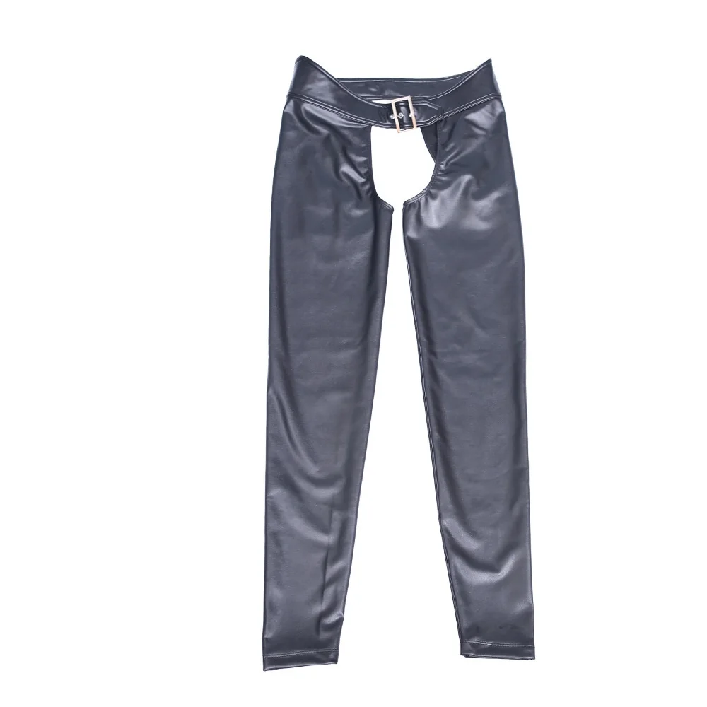 Description Picture 4 of itemMen Sexy Pants Faux Leather Skinny Trousers Leggings Open Crotch Stylish Nightclub