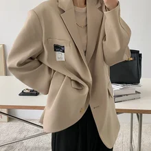 2021 senhoras do escritório solto blazer terno único breasted feminino oversized terno jaqueta feminina coreano manga completa outwear