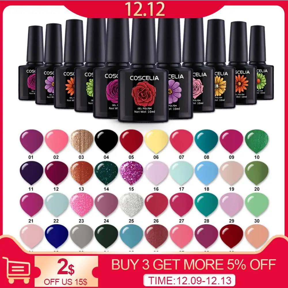 Baratos COSCELIA 80 Uds. Conjunto de esmalte de Gel 10ML conjunto de esmaltes de uñas de Gel para manicura juego de esmalte de Gel para uñas todo para manicura