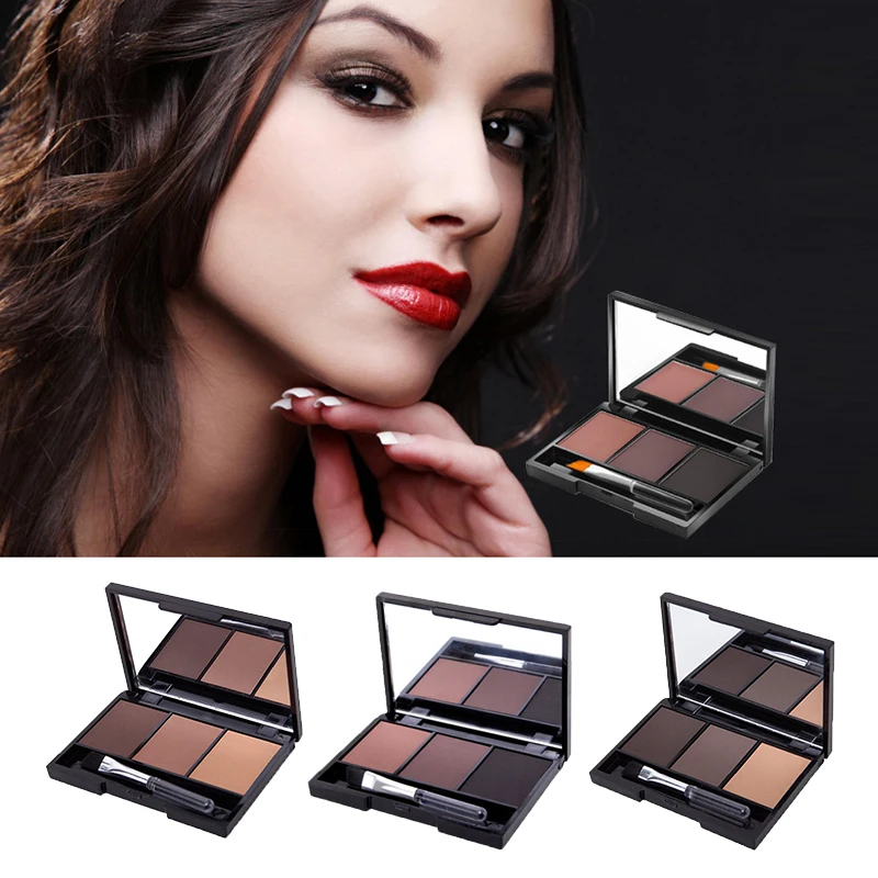 3 Color Eyebrow Powder Palette Eye Brow Enhancer Waterproof Makeup Eye Shadow With Brush Mirror Long Lasting Makeup Tools