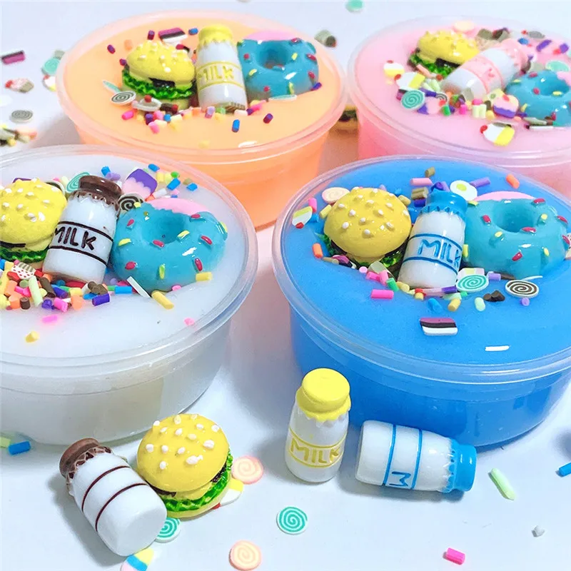 Слизь пушистый Уникальный DIY Burger Char Milk slime торт ко дню рождения слизь дети облегчение стресс игрушки#4AA15