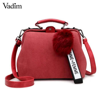 

Vadim Scrub Fabric Bag Women Handbag PU Leather Female Crossbody Bag Hair Ball Ladies Shoulder Bag Letter Messener Bag 2019