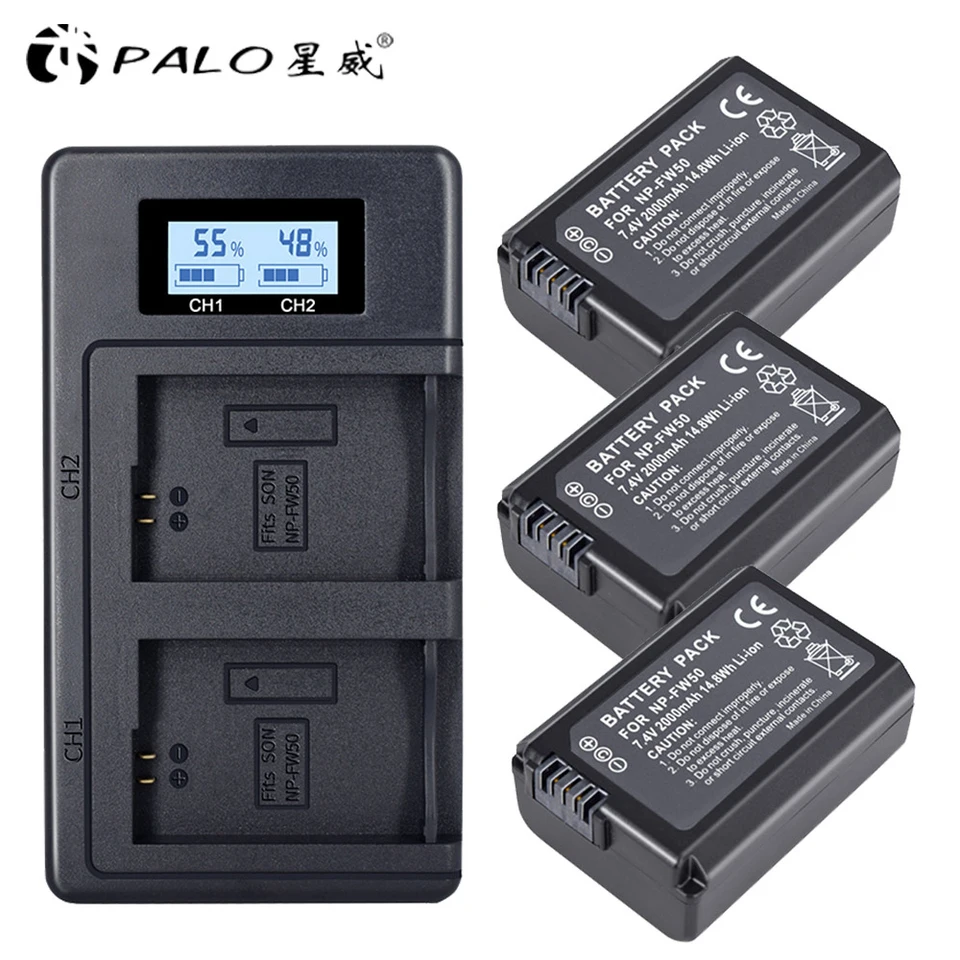 Palo 00mah Np Fw50 Np Fw50 Npfw50 Battery Akku Lcd Dual For Sony Alpha A6500 A6300 A6000 A5000 A3000 Nex 3 7r r r Ii Digital Batteries Aliexpress