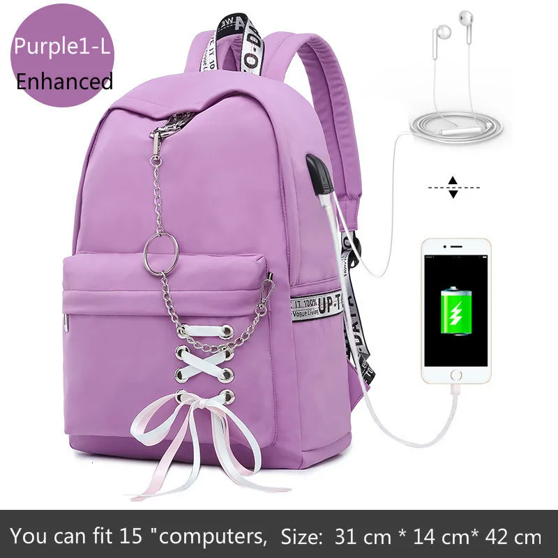 Purple1-L Школьные сумки для подростков девочек мальчиков студентов ноутбук рюкзак женские рюкзаки для Macbook Air Hp lenovo DELL acer Компьютерная сумка Новинка - Цвет: Purple1-L