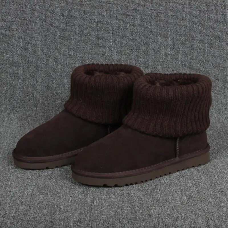 Women Australia Classic Style Snow Boots Winter Warm Leather Flats Warterproof High-quality Cotton edge Ankle Boots size