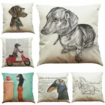 

Dachshund Cushion Cover Dog Printed Linen Pillow Cover Car Sofa Pillows Home pillow covers decorative pillow cushion cover
