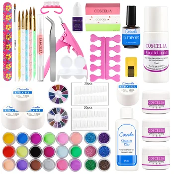 

COSCELIA Pro Acrylic Nail Kit Manicure Pedicure Tools Set Nail Set UV Gel Nail Art Tools Acrylic Powder Manicure Tools Set Kits