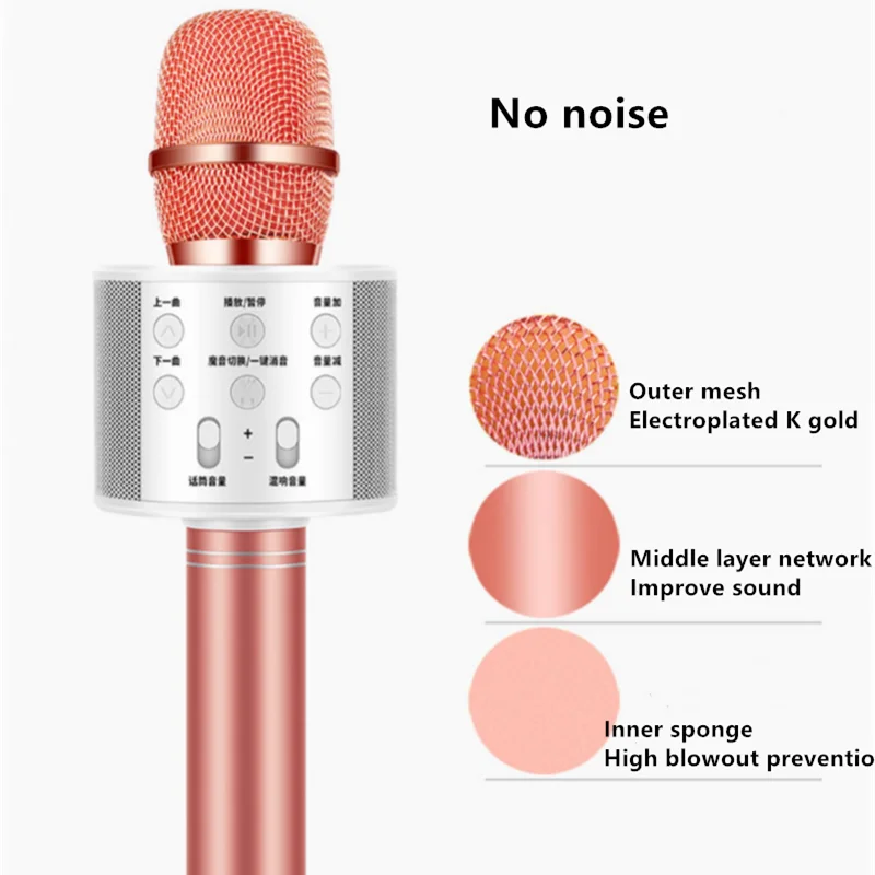 IMice WS858 профессиональный Bluetooth беспроводной микрофон динамик ручной караоке микрофон музыкальный плеер для вокала, с рекордером KTV Mic