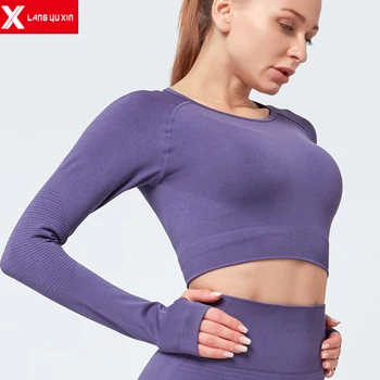 

2020 New Women's Long Sleeves Workout T Shirt Breathable Sports Running Yoga Tops w Thumb Holes Stretch Raglan Sleeve Tee