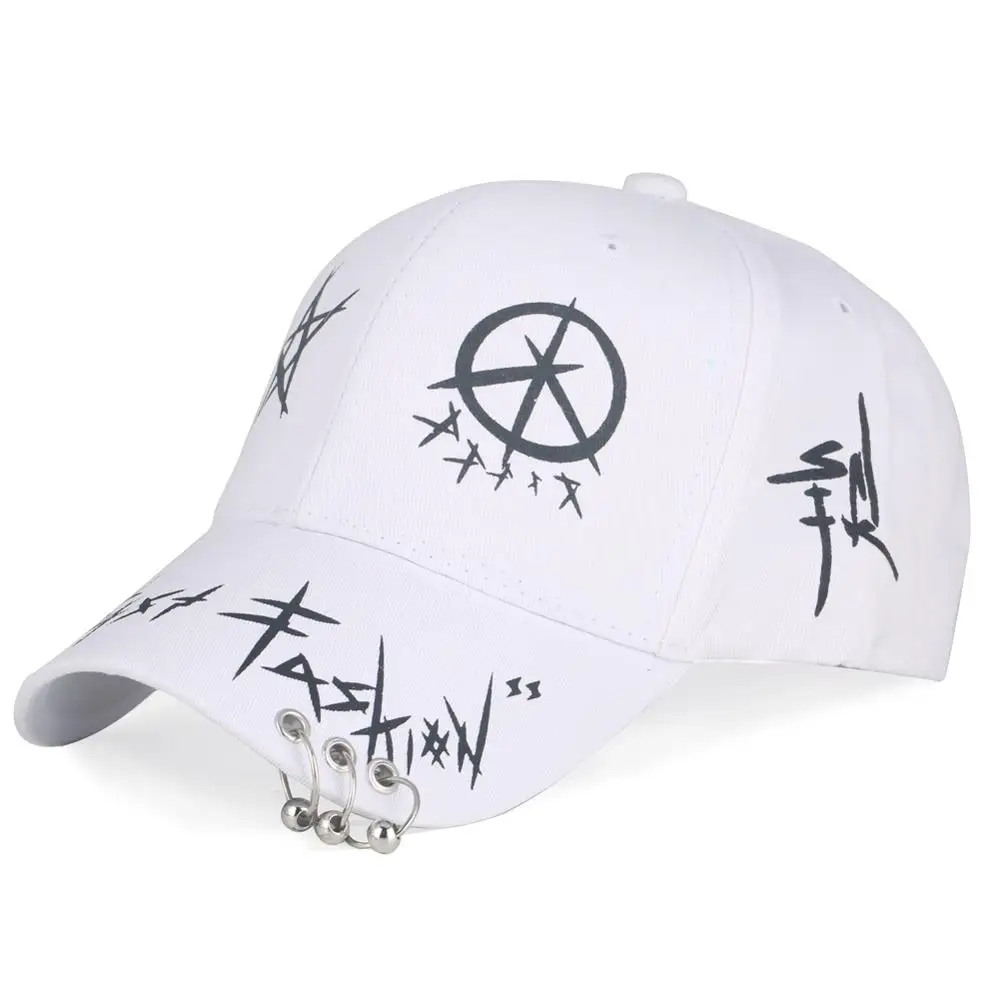 

White Baseball Cap with Rings Boy Adjustable Casual Snapback Sport Hip-Hop Rap Trucker Hat Unisex Hip Hop Cotton Foorin Bros Hat