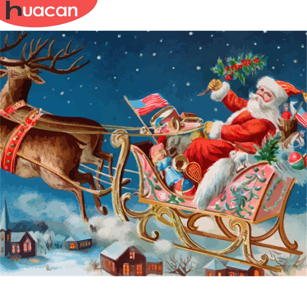 HUACAN краска по номеру Christmasl рисование на холсте Ручная Краска ed Art Gift DIY картинки