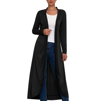 

Womenu2018s Autumn And Winter Solid Color Long Section Slim Long-sleeved Cardigan Commuter Casual Coats M-XL
