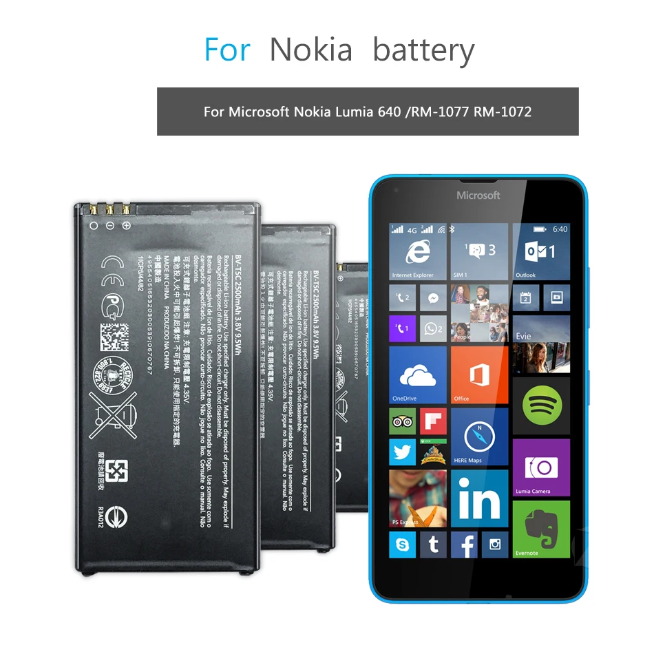 Батарея чехлы книжки для телефонов Microsoft Nokia Lumia 640 535 225 330 230 620 630 730 735 738 650 батарея BV