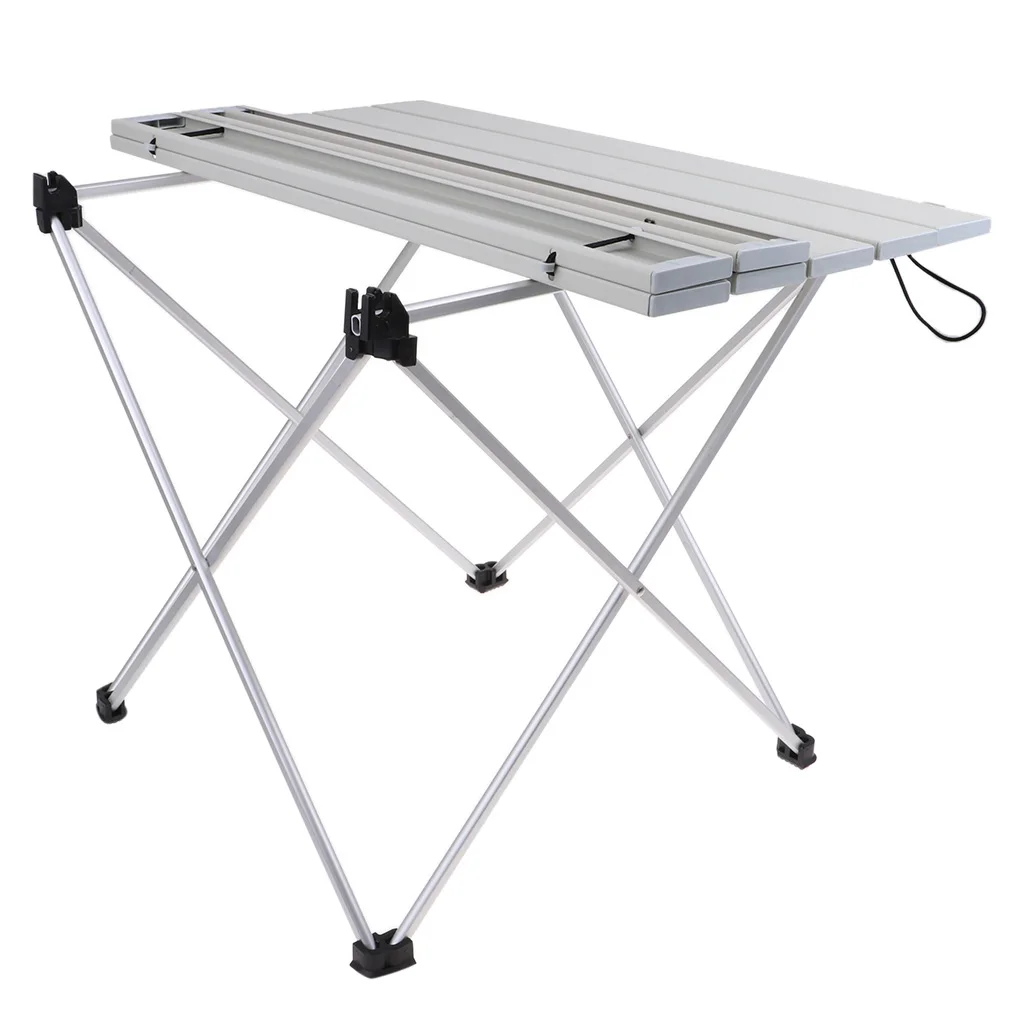 Gray 56.5x40.5x41cm Открытый алюминиевый складной стол для пикника кемпинга Сверхлегкий компактный размер с сумкой для хранения Крытый на открытом воздухе обеденный стол - Цвет: Gray 56.5x40.5x41cm