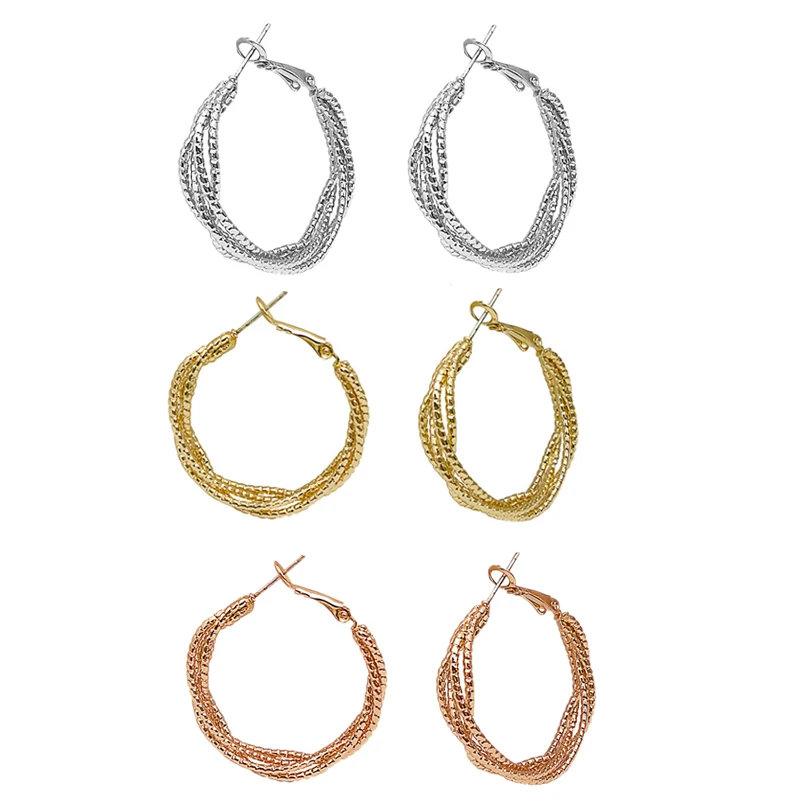

Women's Hoop Earrings in 14K Gold Plated Hoop Earrings with Sterling Silver Stud Earrings 3 Pairs