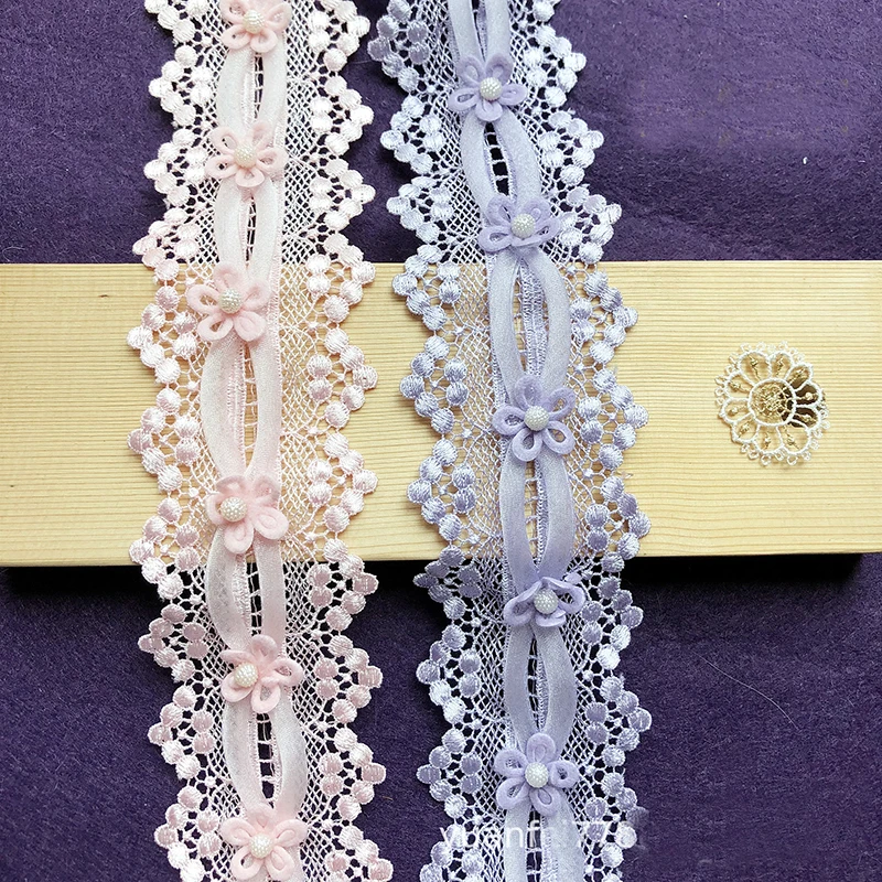 1 yard 3D flower water soluble hollow mesh wavy Lolita lace Ribbon for diy headwear dress decoration trim | Дом и сад