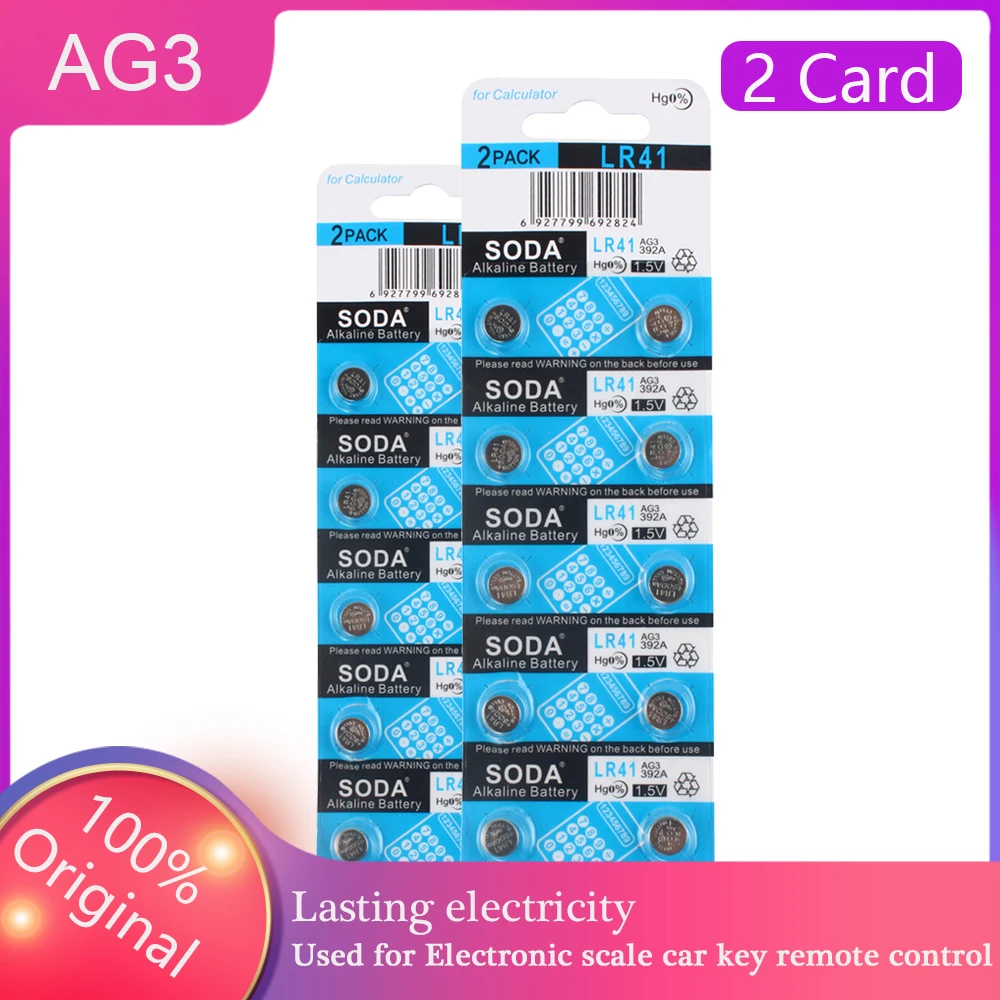 20 piezas alcalina de la batería de 1,55 V LR41Button baterías AG3 SR741 384 SR41SW SR741 392A 392, 384 de 192 relojes juguete pila de moneda de reemplazo
