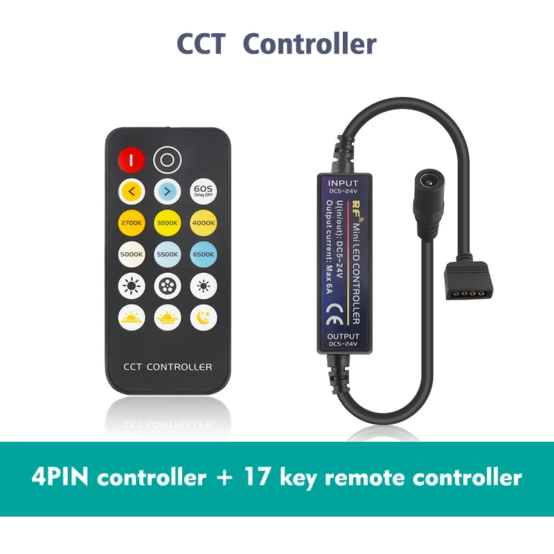 CCT Mini RF 17 / 28 Keys LED Strip Controller for RGB/RGBW/RGBWW/CCT/RGB+CCT 4pin/5pin/6pin LED Strip Tape Light DC5-24V - Цвет: CCT
