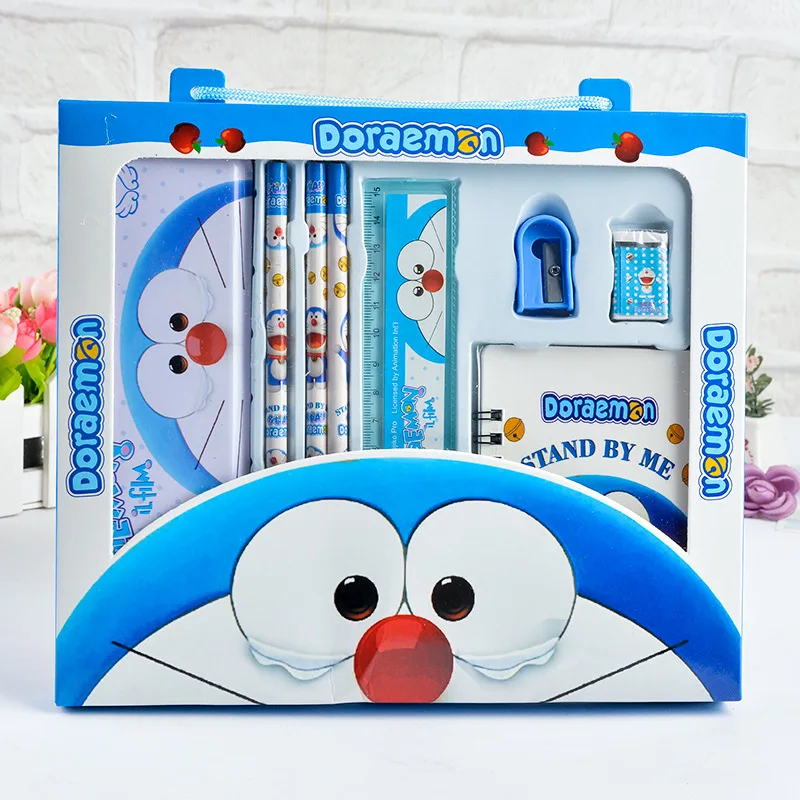 8 шт./компл. Kawaii мультфильм Миньоны Doraemon карандаши ластик точилка пенал коробка тетрадь линейка Канцелярский набор Дети подарок на день рождения