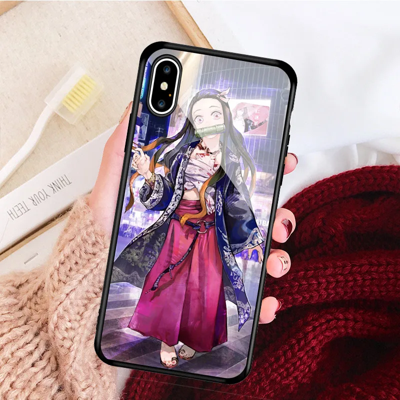 6 Японский мультяшный демон убийца Kimetsu No Yaiba стеклянный жесткий чехол для телефона для iPhone 11 Pro Xs Max X Xr 7 8 6 6s Plus чехол для телефона - Цвет: 6