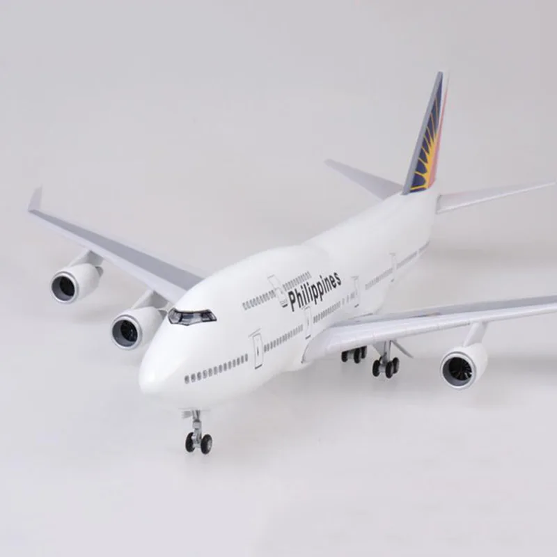 47 см Boeing 747 B747 модель филиппинские авиалинии с шасси колеса огни смолы самолет коллекционная игрушка