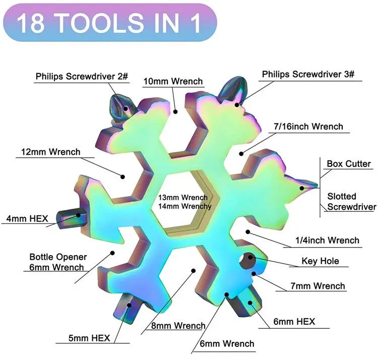 18-in-1 Snowflake Multi Tool Compact Design