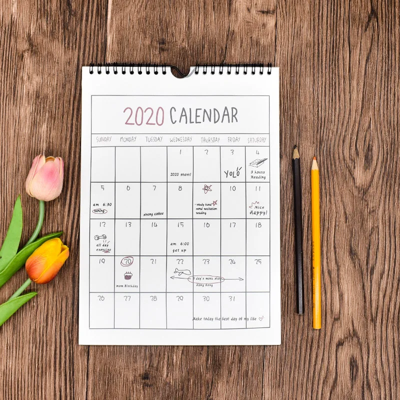 

1Pc 2020 Good Day Wall Calendar Agenda Organizer Cartoon Calendar Daily Schedule Planner 2019.09~2020.12