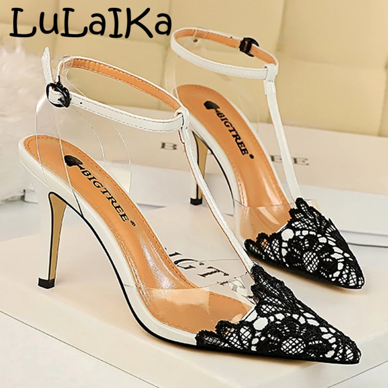 LuLaIKa/ г. Новые летние женские модные удобные босоножки с острым носком на тонком каблуке с открытым носком на высоком каблуке 6-8 см