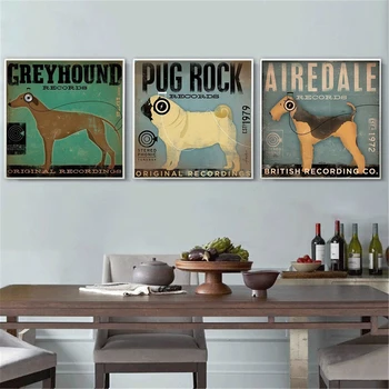 

Hanging Wall Art Canvas Pictures for Living Room Decoration Rock Records dog oil Painting Home Decor Canvas Prints Cuadros