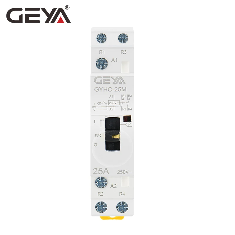 Бытовой контактор GEYA с ручным управлением тип Din рейки модульный 2P 16A 20A 25A 2NO или 2NC