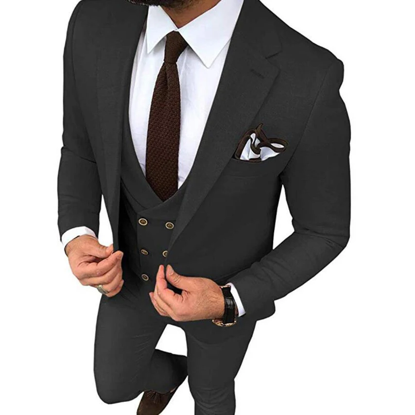 

Beige Wedding Tuxedos Slim Fit One Button Suits For Men Custom Groom Suit Three Pieces Prom Formal Male Suits(Jacket+Pants+Vest)