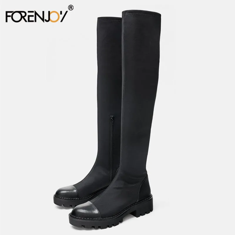 FORENJOY/высокие сапоги коллекция 2019 года сезон осень-зима Новинка женская обувь