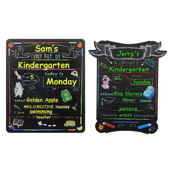 

STOBOK 2pcs Back to School Sign First Day and Last Day Chalkboard Wooden Blackboard School Supplies