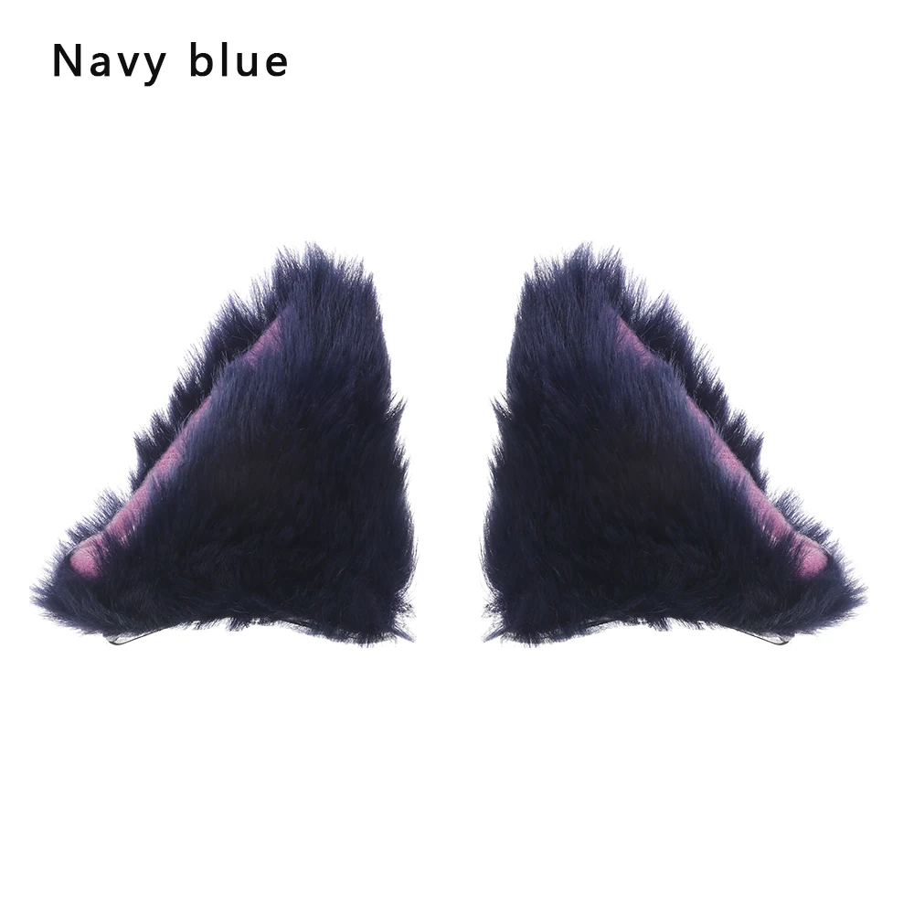 navy blue 1 пара для вечеринки, клуба, бара, отделочный заколка для волос Плюшевый игровой комплекс для кошек из лисьего меха ухо девочек-младенцев с тематикой Хэллоуина, Косплэй Аниме Костюм кошачьими ушками орекьетте Orecchiette - Цвет: navy blue