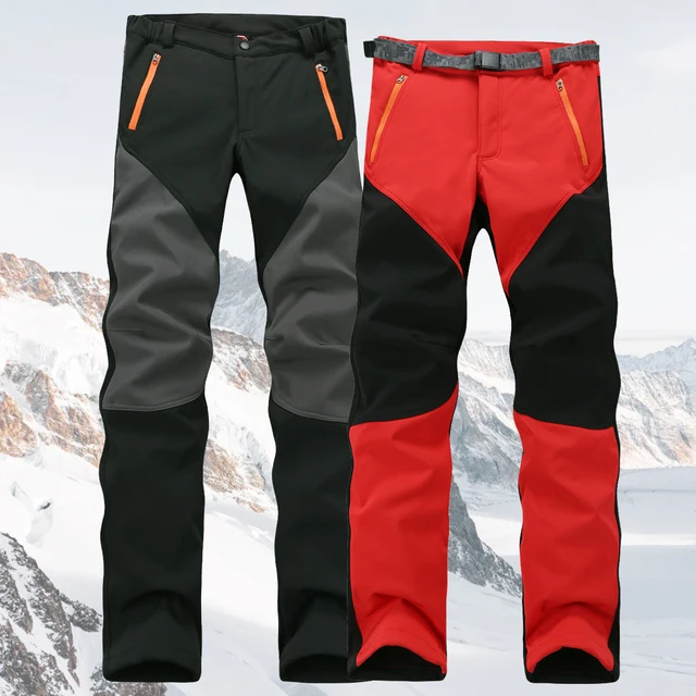 Outdoor Winter Men Thick Warm Fleece Hiking Pants Softshell Trousers Waterproof Windproof Thermal Camping Ski Climbing Plus Size 1