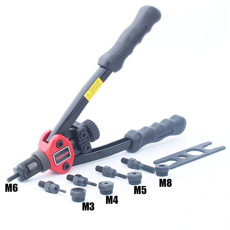 ruiruiNIE Remache Pistola Parte Mandril roscado reemplazo para Tuerca Manual Remache m/étrico M3-M12 Negro