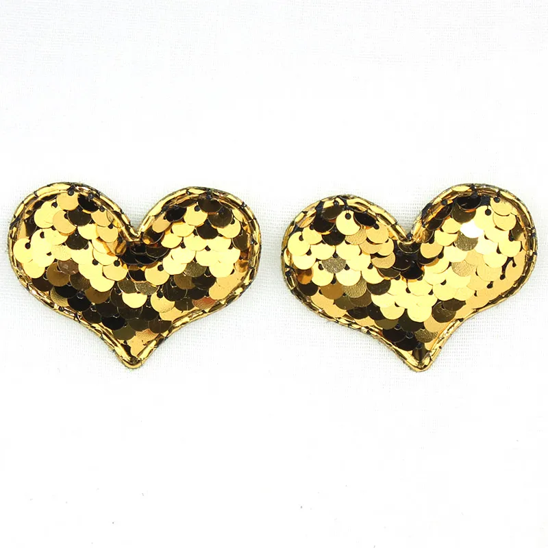 Gold 14 шт. 4*5,3 см Блестящие Блестки в форме сердца мягкие аппликации для одежды сумки для шитья DIY Детский декор для волос орнамент аксессуары - Цвет: Gold
